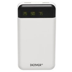 Bateria externa portatil denver pba - 12000 powerbank 12000mah blanco -   2xusb -  led indicador de carga