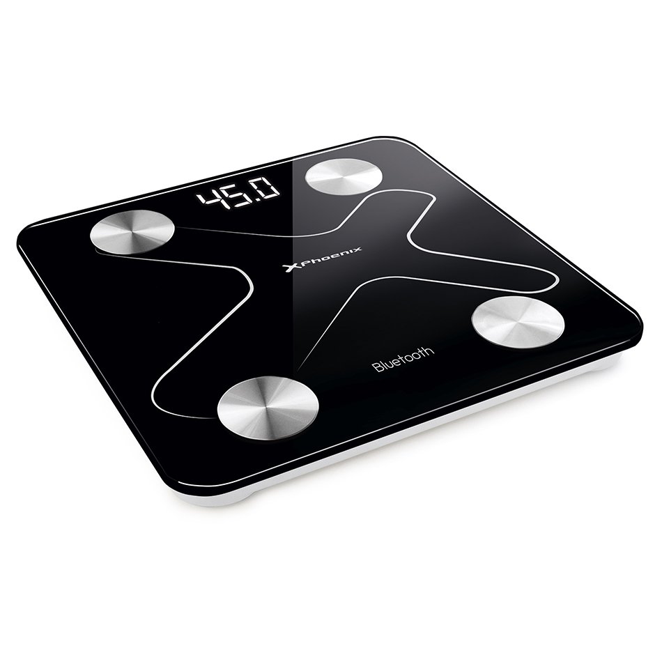 Bascula de baño digital bluetooth phoenix - pantalla led - bluetooth app - peso max 180kg  - autoapagado - negra