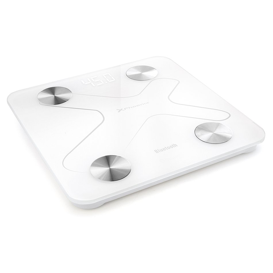 Bascula de baño digital bluetooth phoenix - pantalla led - bluetooth app - peso max 180kg - autoapagado - blanca