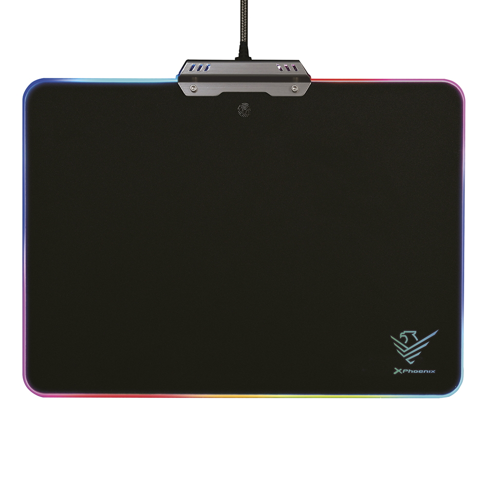 Alfombrilla phoenix gaming rgb - 10 modos de iluminacion - rigida aluminio -  usb - negro