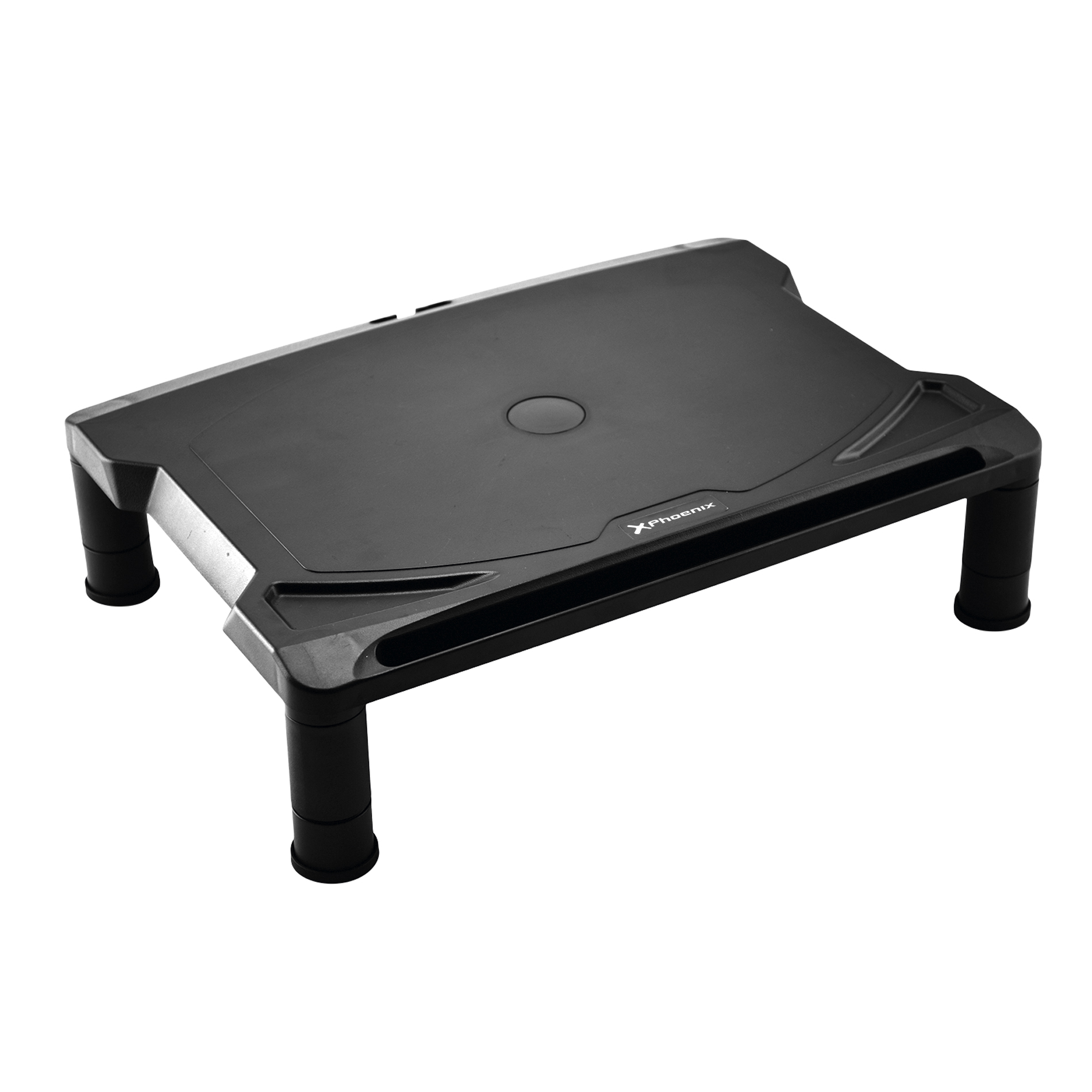 Elevador de monitor phoenix - soporte escritorio monitor - 3 alturas - goma antideslizante - negro