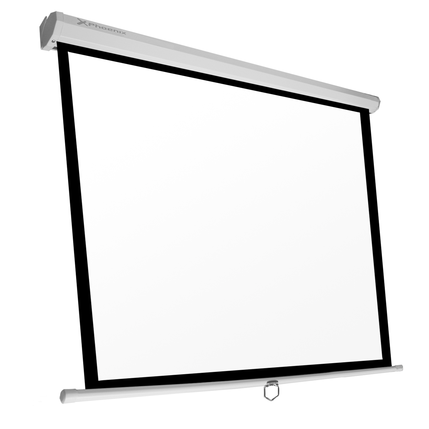 Pantalla manual videoproyector pared y techo phoenix 112pulgadas ratio 1:1  - 16:9 - 4:3 2m x 2m posicion ajustable -  carcasa blanca - tela super resistente