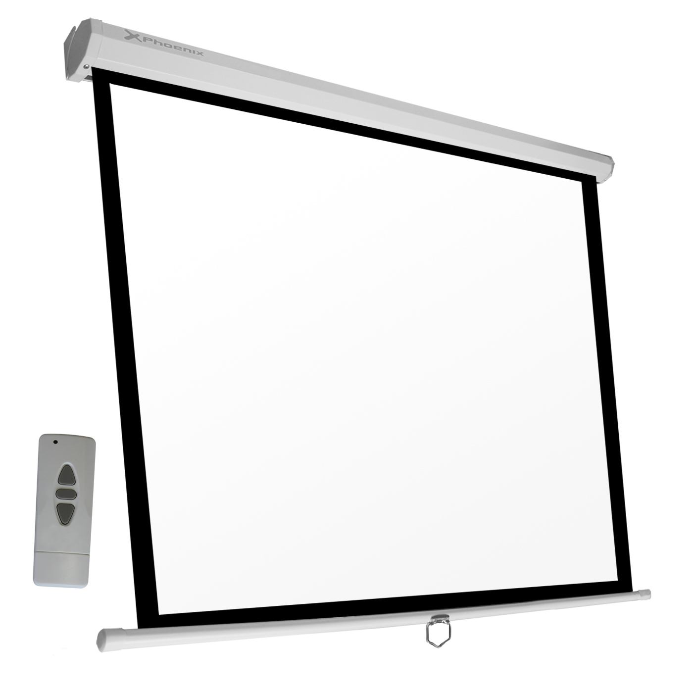 Pantalla electrica videoproyector pared y techo phoenix 112´´ ratio 1:1 - 4:3 - 16:9 2m x 2 m posicion ajustable - carcasa blanca - tela super resistente