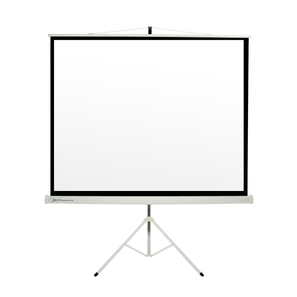 Pantalla manual tripode videoproyector phoenix 80pulgadas ratio 1:1 - 4:3 - 16:9 1.45m x 1.45m posicion ajustable - carcasa blanca - tela super resistente