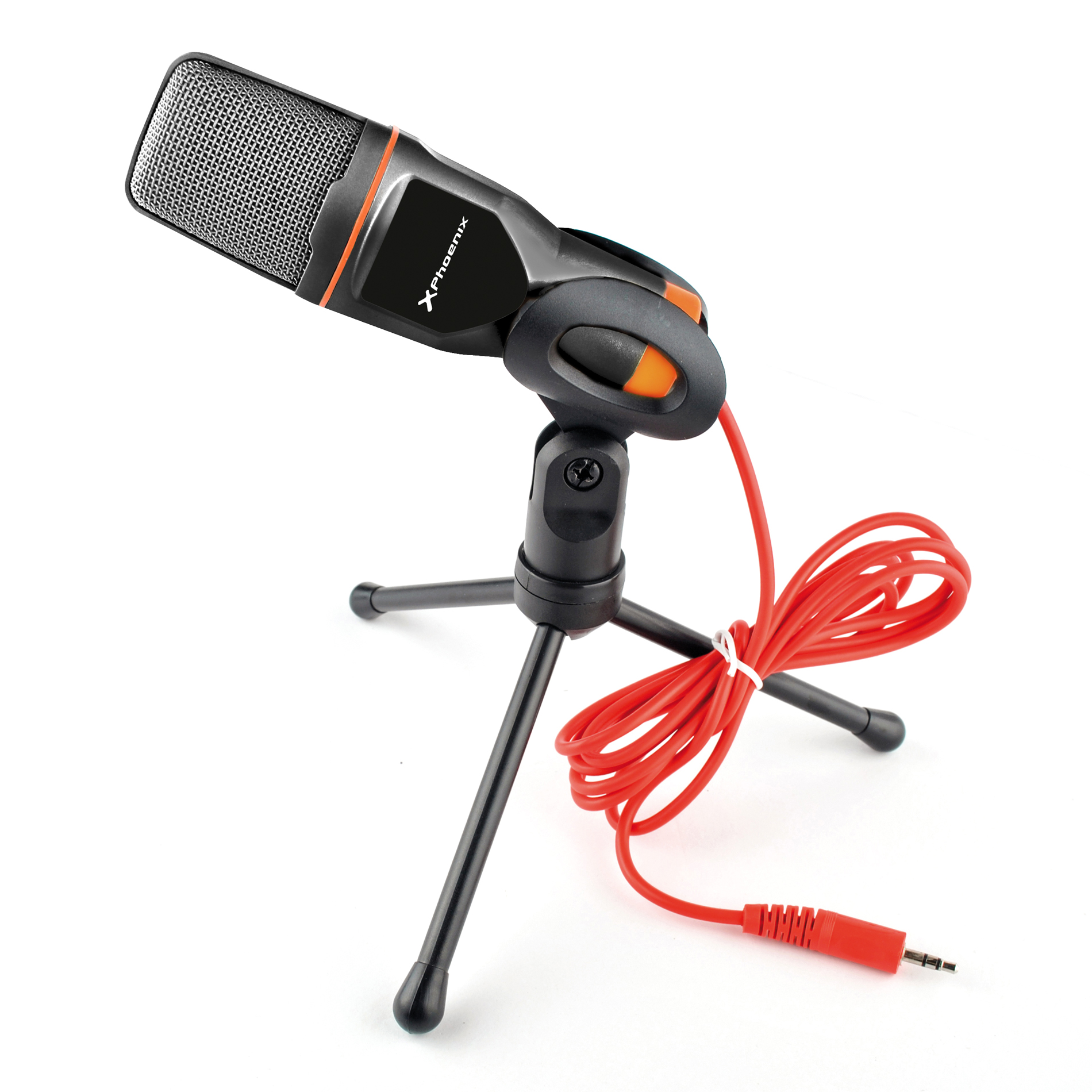 Microfono multimedia phoenix phpodcaststudio jack 3.5mm para ordenador portatil - pc -   tablet - smartphone - incluye tripode  reclinable -  cable adaptador 2 jack a 1 jack - ideal para youtubers gaming