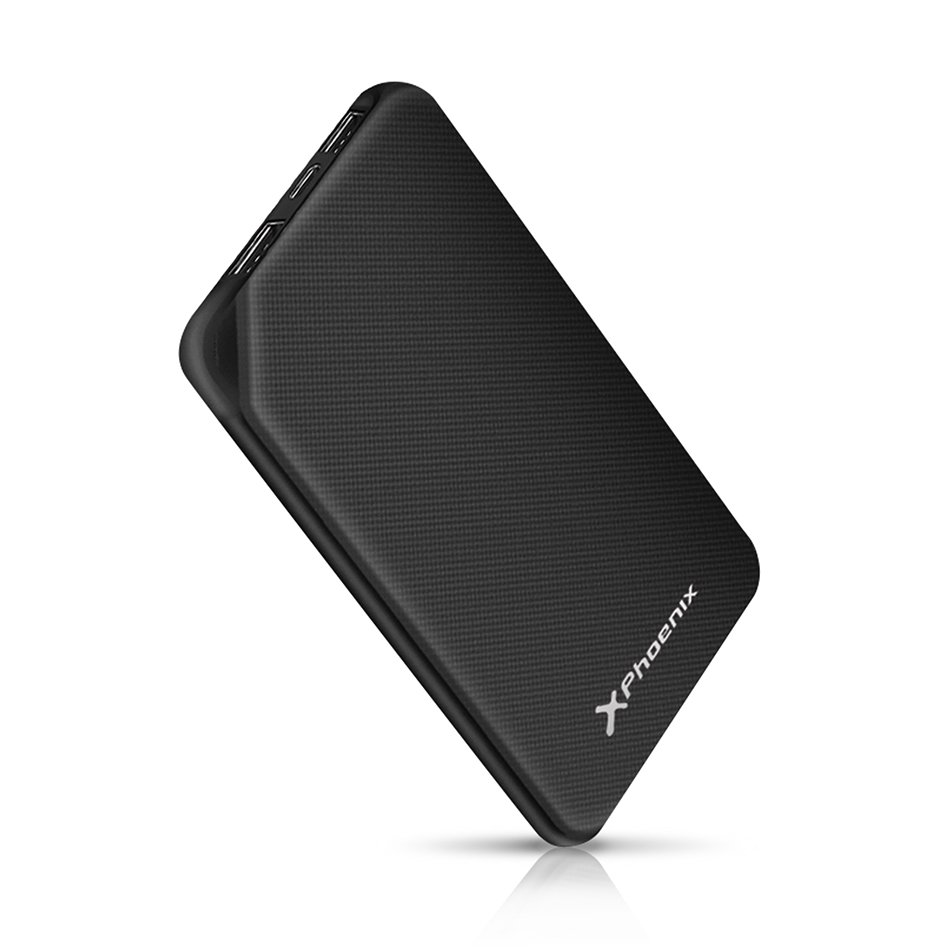 Bateria externa portatil phoenix powerbank 10000mah 2a 2 usb y tipo c phoenix negra