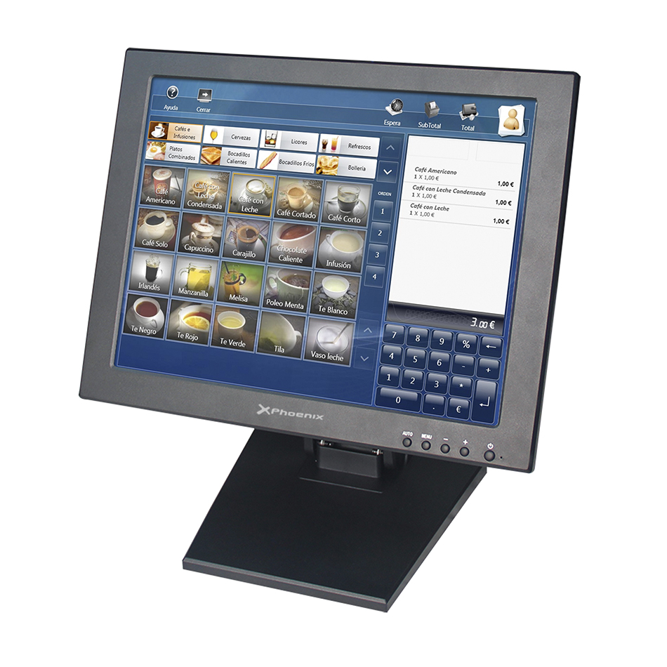 Monitor tft  led 15pulgadas tactil tpv phoenix phtouchmonitor15 - 1024*768 - vga - usb angulo ajustable hasta 90º negro