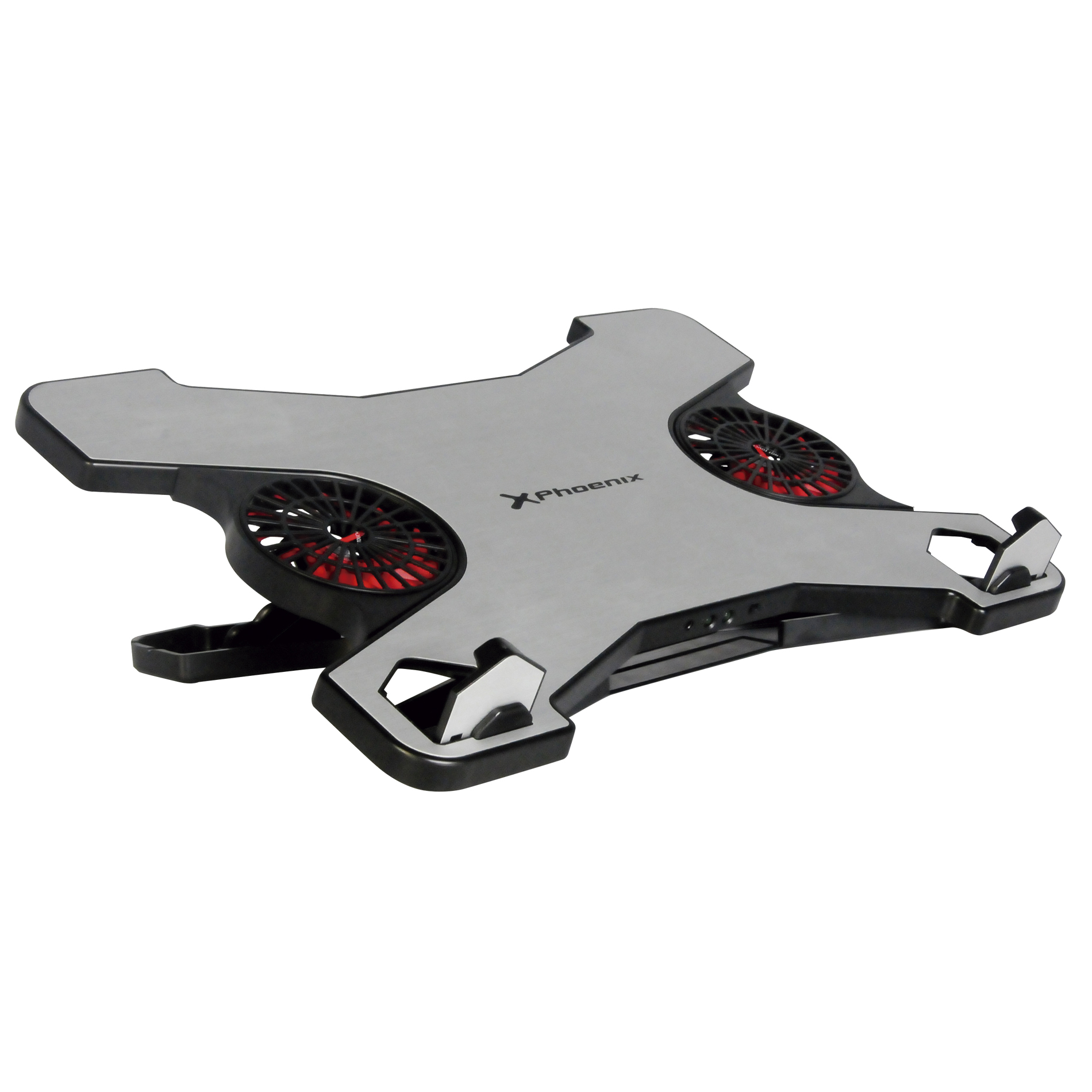 Soporte - base refrigeracion para ordenador portatil phoenix phxcoolerr - 2 ventiladores + hub 4 puertos - led indicador - hasta 17.4¨ negro ventiladores rojos