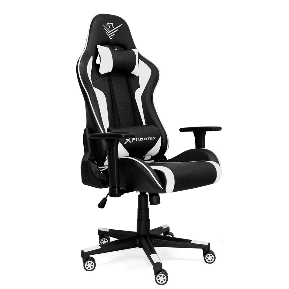 Silla gaming  phoenix xthrone  ajustable altura y bloqueo - reposabrazos regulables y antideslizamiento - cojin lumbar y cervical - respaldo  adjustable 15º - giro 360º ruedas nylon  - blanca