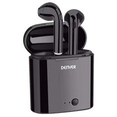 Auriculares bluetooth denver inalambricos - estuche de carga - negro