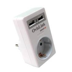 Protector de corriente de pared 16a 1 toma schucko y cargados 2 usb 2a ovislink