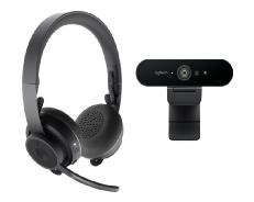 Kit profesional video colaboracion logitech webcam brio 4k + auriculares zone wireless