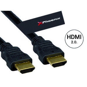 Cable hdmi version 2.0 phoenix phcablehdmi10m+ a macho a macho 10 metros conexion oro  alta velocidad ethernet  hasta 4k uhdtv 3840x2160@60hz hasta 18 gbits negro