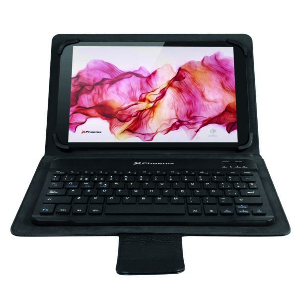 Funda universal negra + teclado bluetooth phoenix phkeybtcase9 - 10b+ slim magnetico