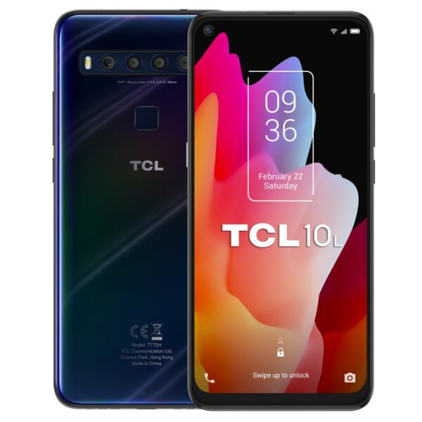 Telefono movil smartphone tcl 10l dark blue - 6.53pulgadas - 64gb rom - 6gb ram - 48+8+2+2mpx -  16mpx - octa core - 4g - dual sim - huella