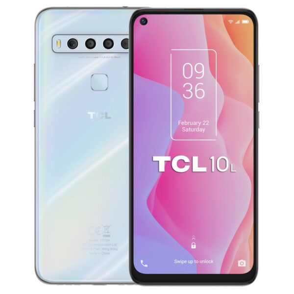 Telefono movil smartphone tcl 10l white - 6.53pulgadas - 64gb rom - 6gb ram - 48+8+2+2mpx -  16mpx - octa core - 4g - dual sim - huella