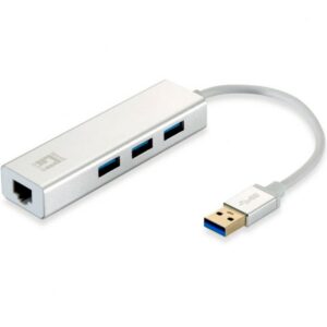 Adaptador usb 3.0 level one a gigabit ethernet rj45 + hub 3.0 3 puertos